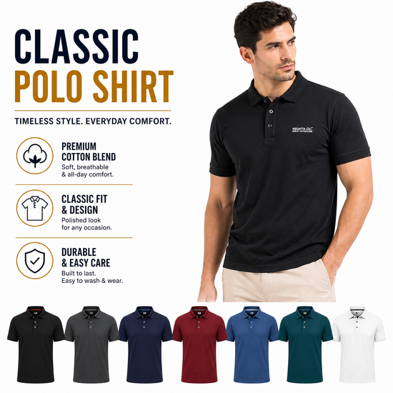 Regatta Mens Active Polo Shirt Quick Dry Breathable Sports T-Shirt | P - QHA UK