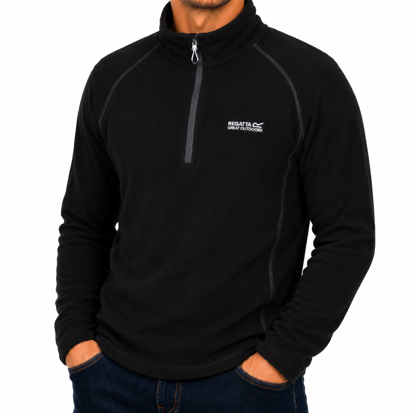 Regatta Mens Half Zip Fleece Lightweight Microfleece Outdoor Top - Zip Detail - QHA UK