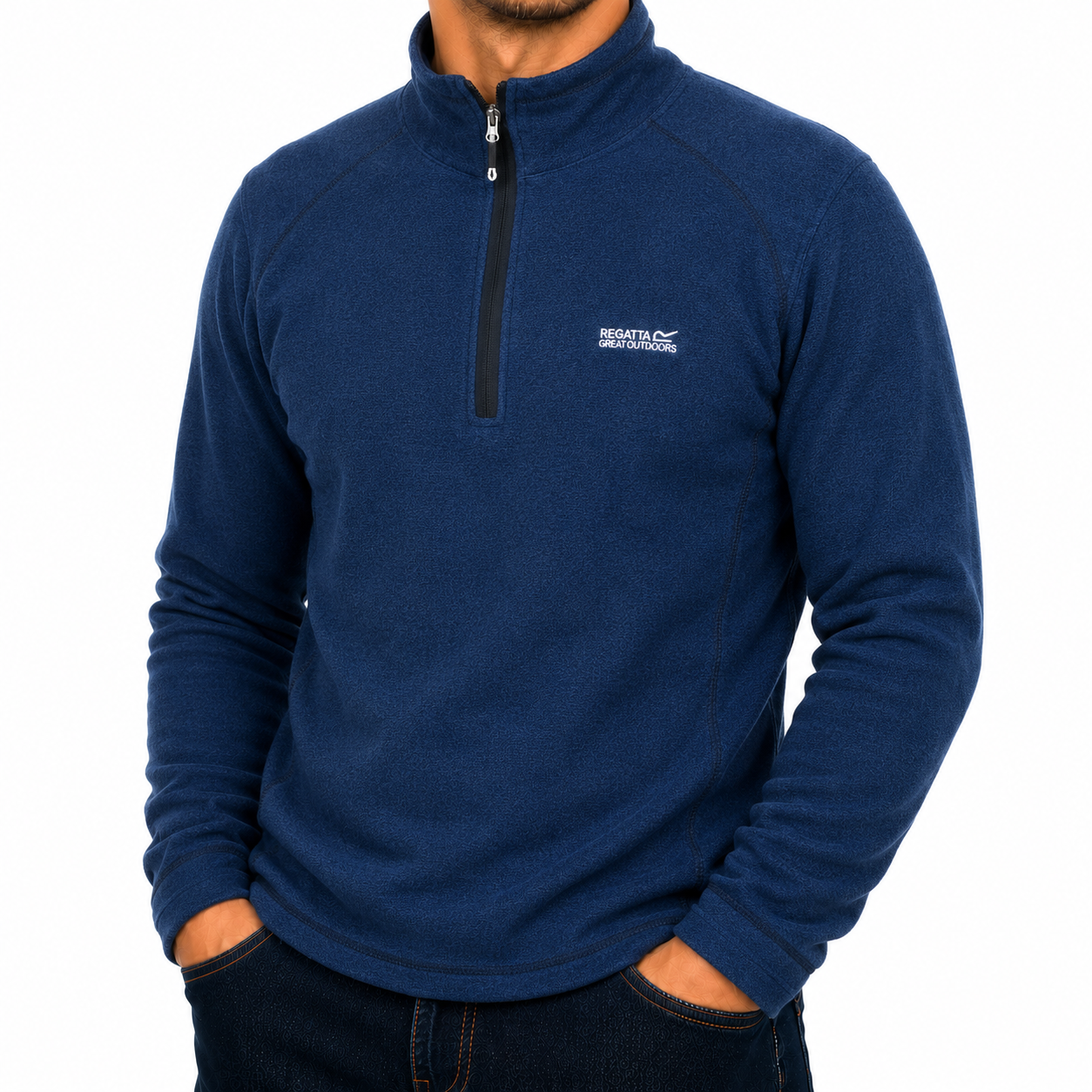 Regatta Mens Half Zip Fleece Lightweight Microfleece Outdoor Top - Zip Detail - QHA UK