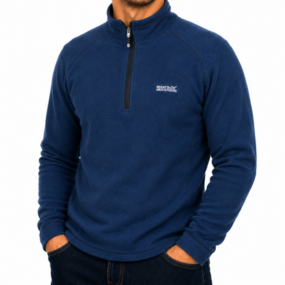 Regatta Mens Half Zip Fleece Lightweight Microfleece Outdoor Top - Zip Detail - QHA UK