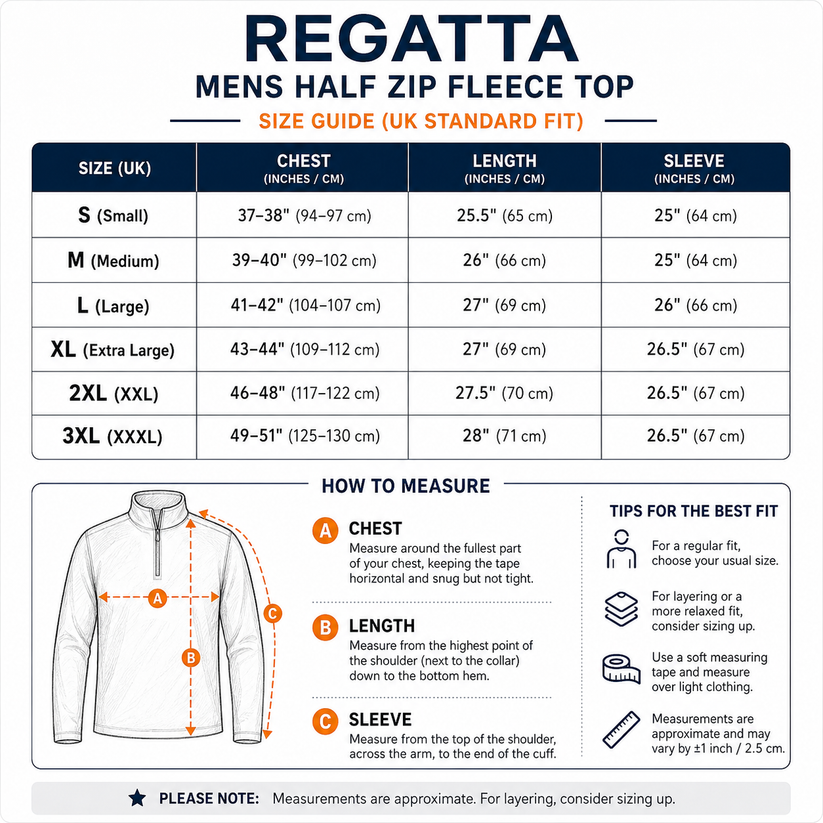 Regatta Mens Half Zip Fleece Lightweight Microfleece Outdoor Top - Zip Detail - QHA UK