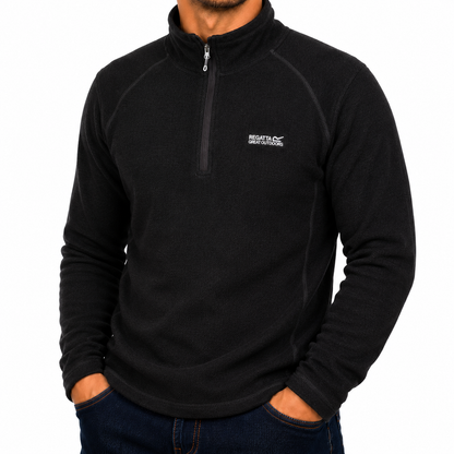 Regatta Mens Half Zip Fleece Lightweight Microfleece Outdoor Top - Zip Detail - QHA UK