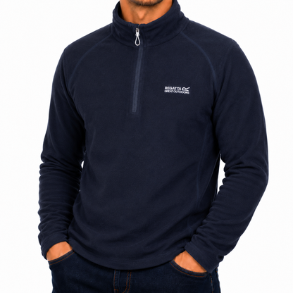 Regatta Mens Half Zip Fleece Lightweight Microfleece Outdoor Top - Zip Detail - QHA UK