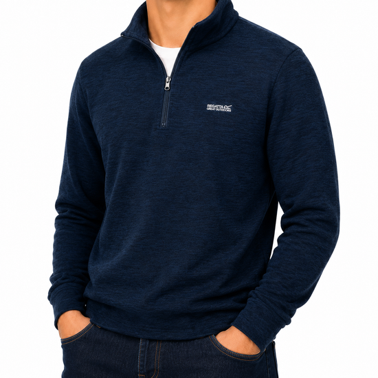 Regatta Thompson Marl Mens Quarter Zip Fleece Sweatshirt Pullover Top - QHA UK