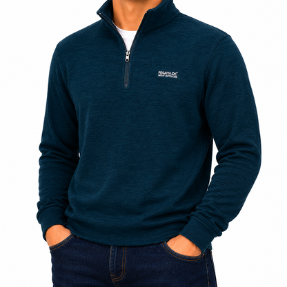 Regatta Thompson Marl Mens Quarter Zip Fleece Sweatshirt Pullover Top - Zip Detail - QHA UK