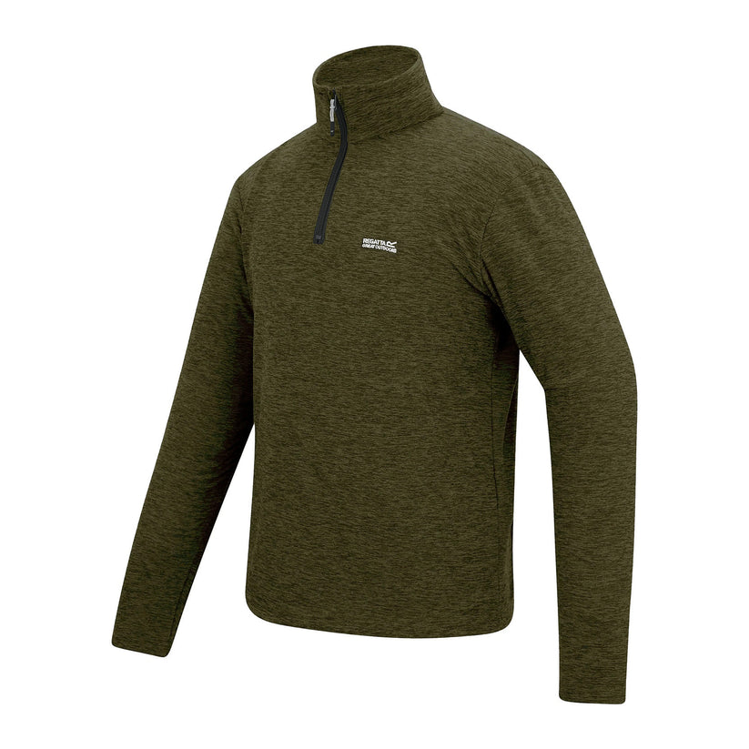 Regatta Thompson Marl Mens Quarter Zip Fleece Sweatshirt Pullover Top - Zip Detail - QHA UK