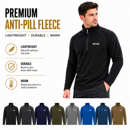 Regatta Mens Thompson Fleece 1/4 Zip Lightweight Anti Pill Pullover - QHA UK
