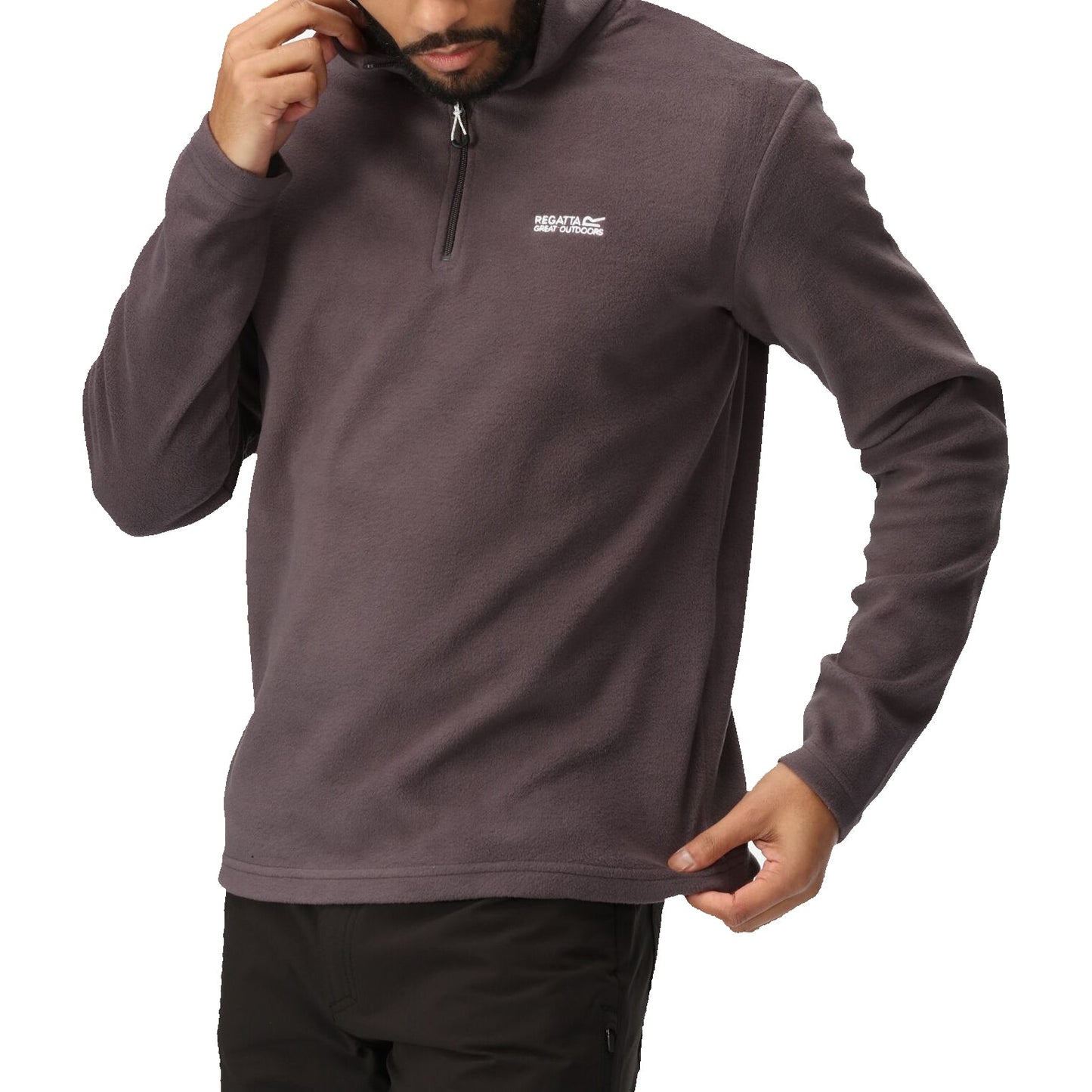 Regatta Mens Thompson Fleece 1/4 Zip Lightweight Anti Pill Pullover - Zip Detail - QHA UK