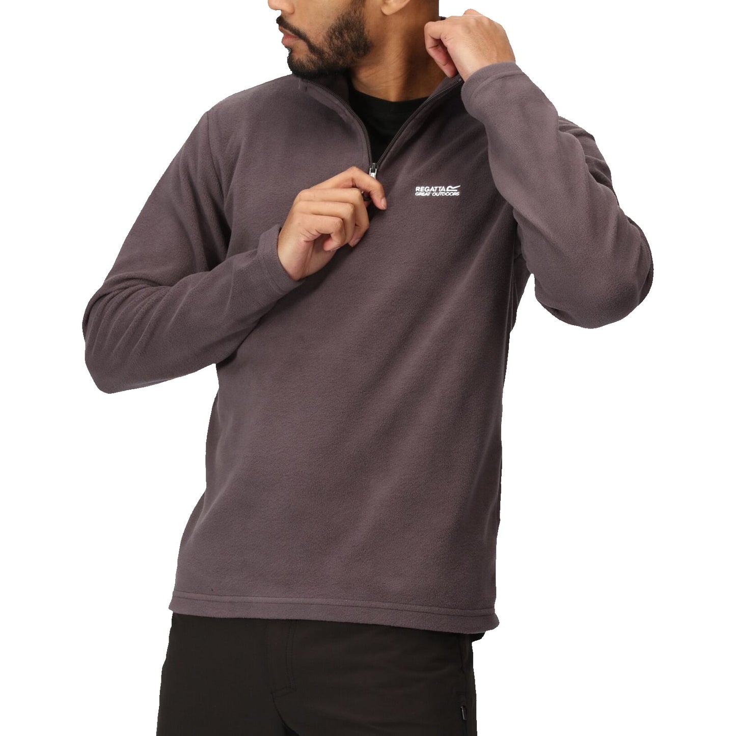 Regatta Mens Thompson Fleece 1/4 Zip Lightweight Anti Pill Pullover - Zip Detail - QHA UK