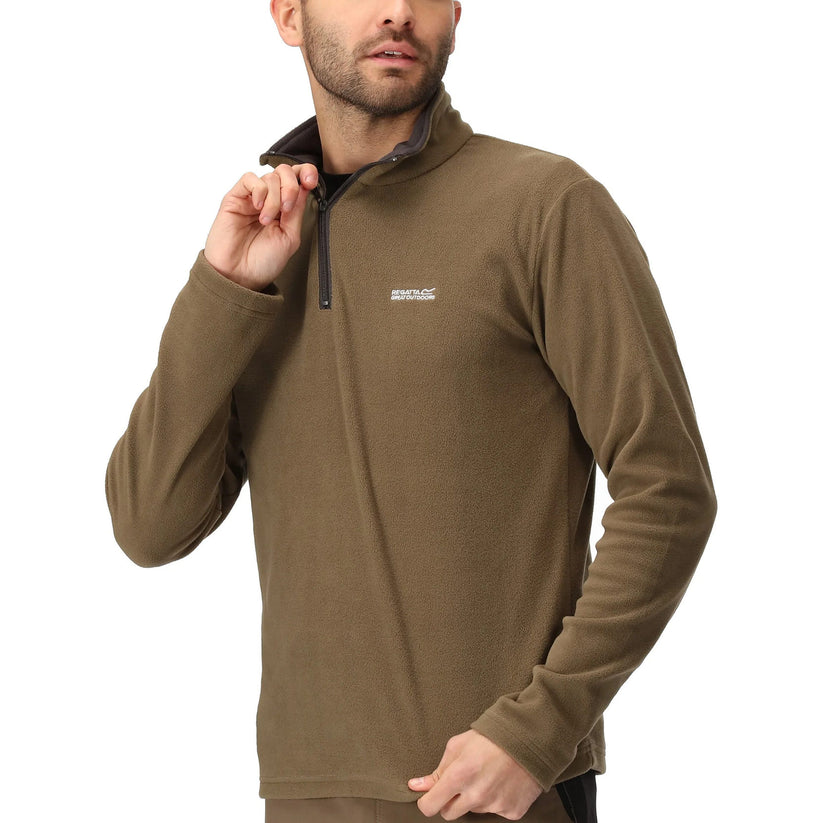 Regatta Mens Thompson Fleece 1/4 Zip Lightweight Anti Pill Pullover - Zip Detail - QHA UK