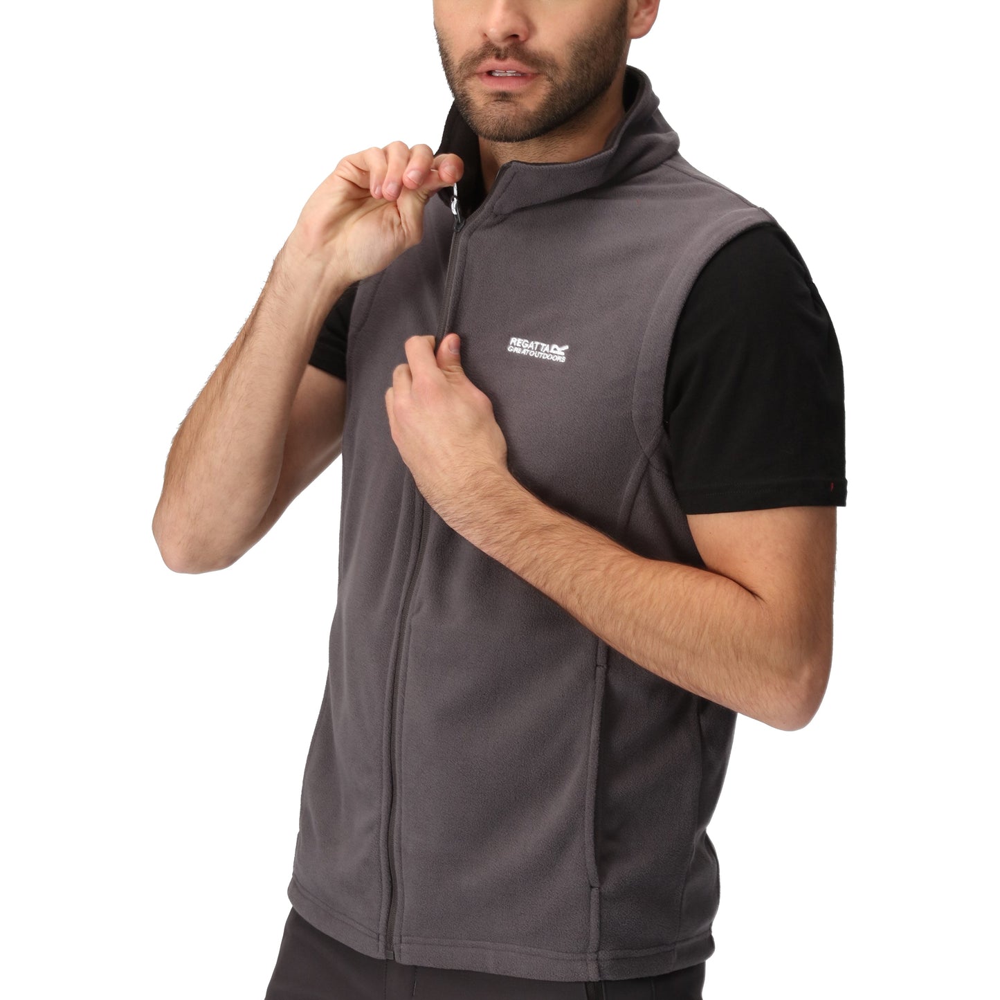 Regatta Tobias Men's Fleece Gilet | Full Zip Bodywarmer | 4 Colours | M–3XL - Zip Detail - QHA UK