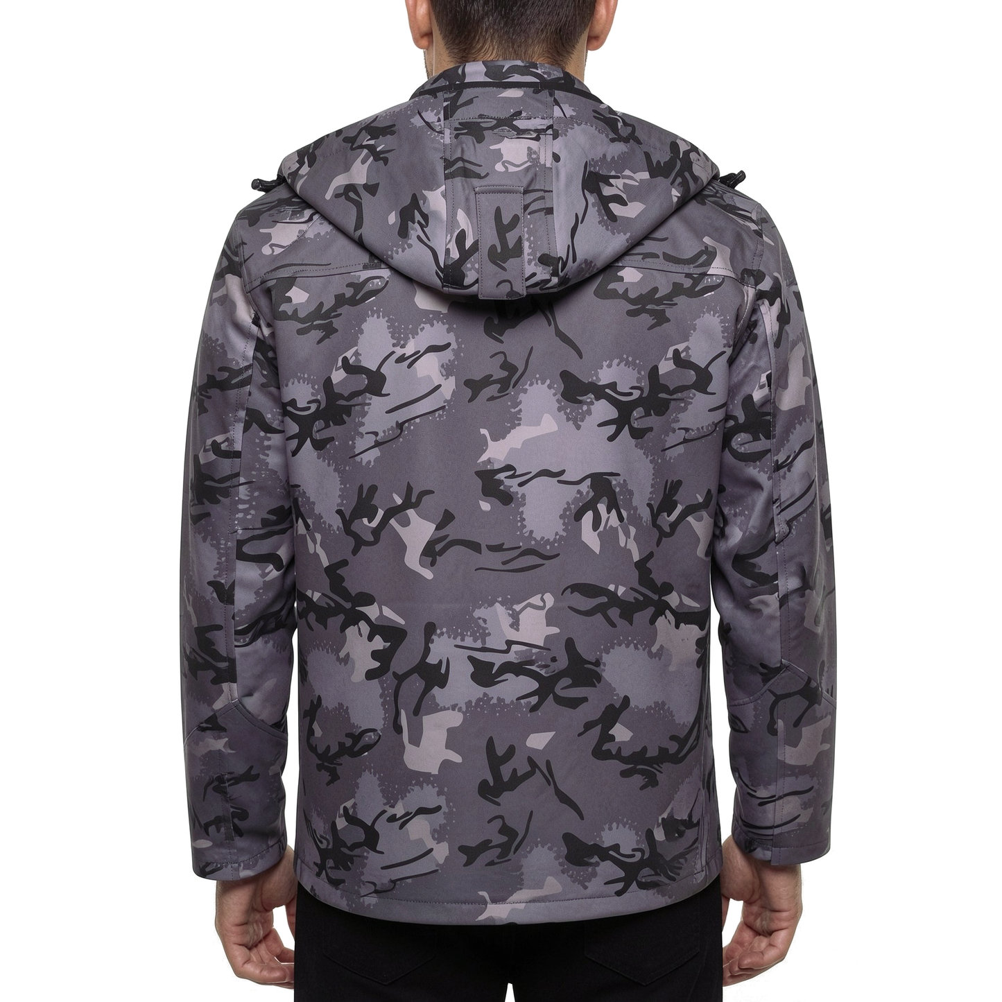 Mens Camo Softshell Jacket Hooded Waterproof Windproof Fleece Coat - QHA UK