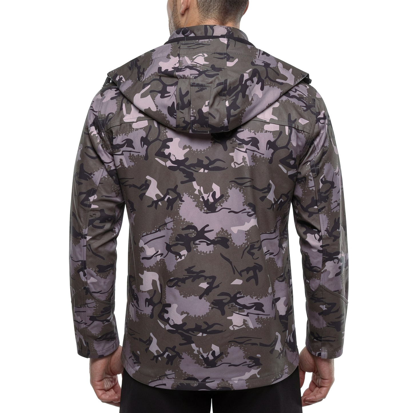 Mens Camo Softshell Jacket Hooded Waterproof Windproof Fleece Coat - QHA UK
