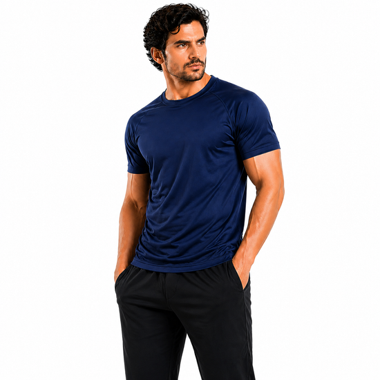 Mens Gym T-Shirt Moisture Wicking Sports Running Training Breathable T - QHA UK