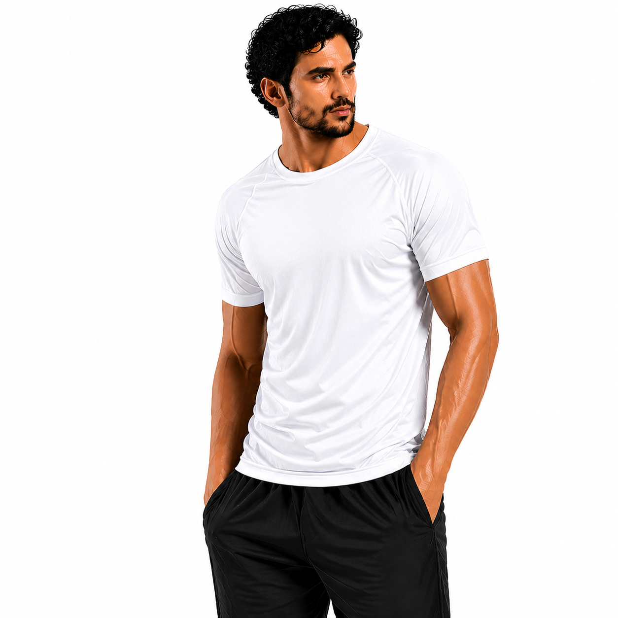 Mens Gym T-Shirt Moisture Wicking Sports Running Training Breathable T - QHA UK