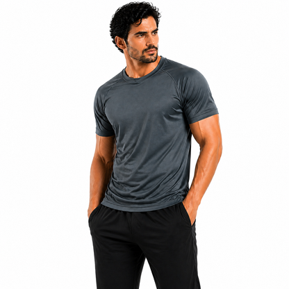 Mens Gym T-Shirt Moisture Wicking Sports Running Training Breathable T - QHA UK