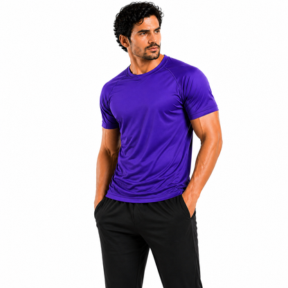 Mens Gym T-Shirt Moisture Wicking Sports Running Training Breathable T - QHA UK