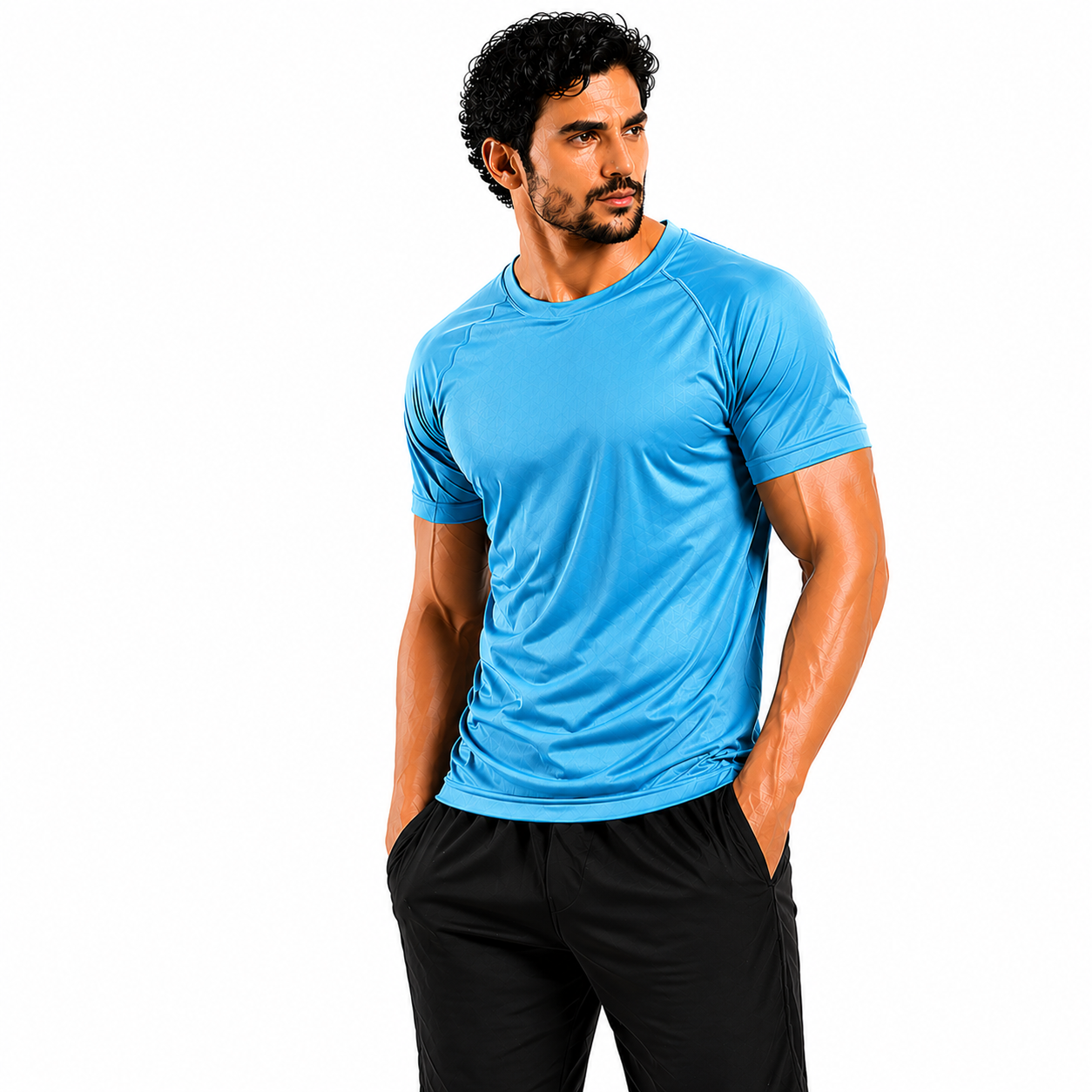 Mens Gym T-Shirt Moisture Wicking Sports Running Training Breathable T - QHA UK