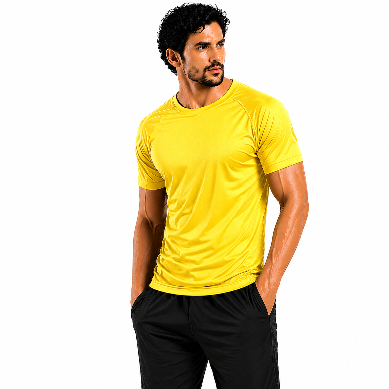 Mens Gym T-Shirt Moisture Wicking Sports Running Training Breathable T - QHA UK