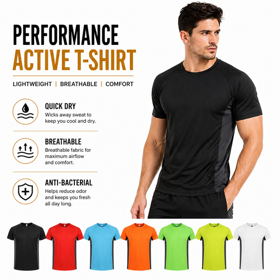 Roly Mens Gym T-Shirt Quick Dry Breathable Running Sports Contrast Pan - QHA UK