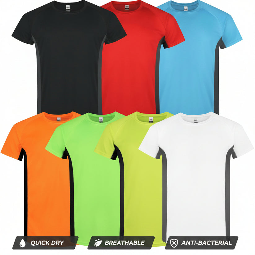 Roly Mens Gym T-Shirt Quick Dry Breathable Running Sports Contrast Pan - QHA UK