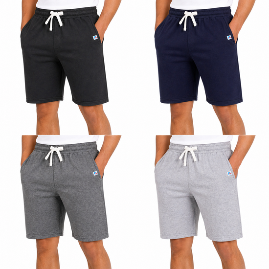 Russell Athletic Men's Jersey Shorts Gym Casual Cotton Elastic Waist - Waistband Detail - QHA UK