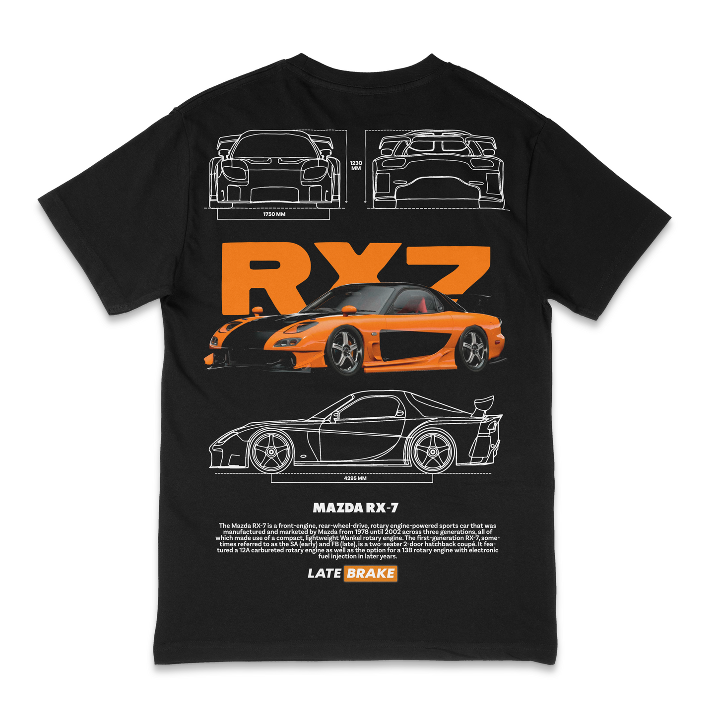Late Brake Rx7 Drivers Collective T-Shirt Cotton Car Enthusiast Tee - QHA UK