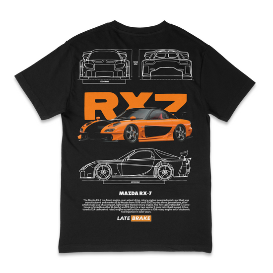 Late Brake Rx7 Drivers Collective T-Shirt Cotton Car Enthusiast Tee - QHA UK