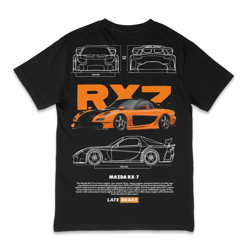 Late Brake Rx7 Drivers Collective T-Shirt Cotton Car Enthusiast Tee - QHA UK