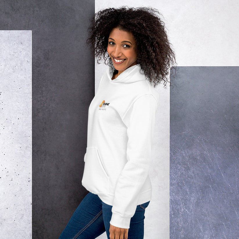 Shine 879 DAB Unisex Hoodie White | Heavy Blend 50% Cotton | S–2XL | UK - Left Side View - QHA UK