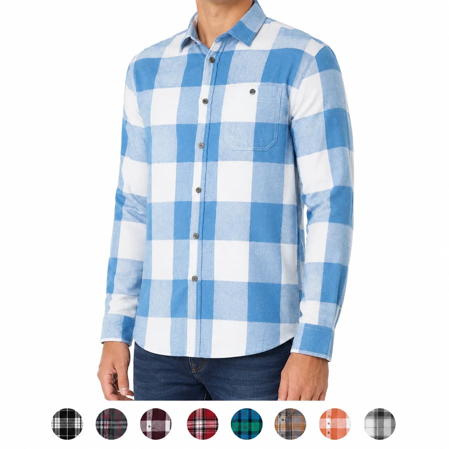 Fat Face Men's Brushed Cotton Check Shirt | Long Sleeve | Regular Fit | S–3XL - QHA UK