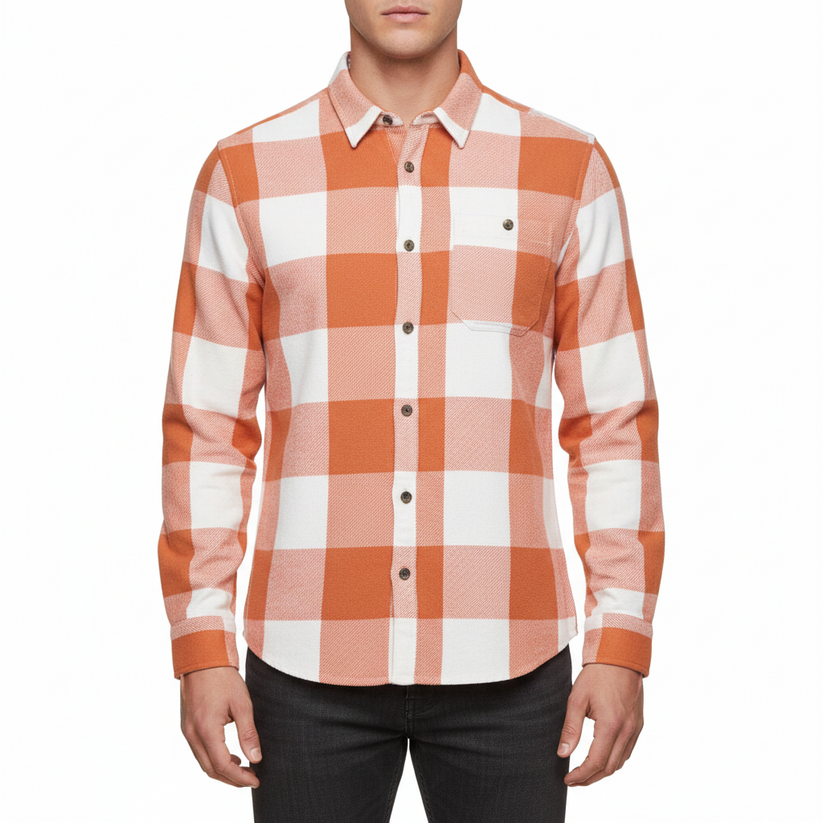 Fat Face Men's Brushed Cotton Check Shirt | Long Sleeve | Regular Fit | S–3XL - Pattern Detail - QHA UK