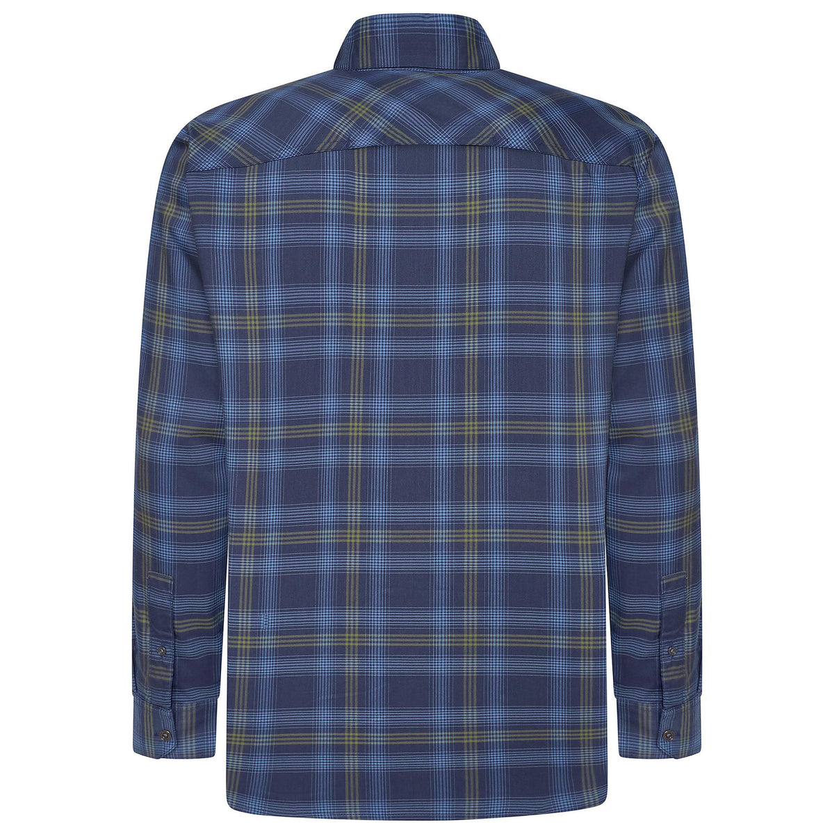 Wrangler Men's 2 Pocket Utility Shirt Navy Green Check L-2XL | QHA UK - Back View - QHA UK