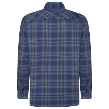 Wrangler Men's 2 Pocket Utility Shirt Navy Green Check L-2XL | QHA UK - Back View - QHA UK