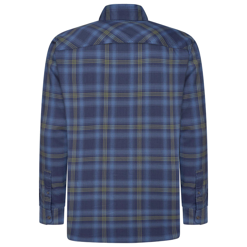 Wrangler Men's 2 Pocket Utility Shirt Navy Green Check L-2XL | QHA UK - Back View - QHA UK
