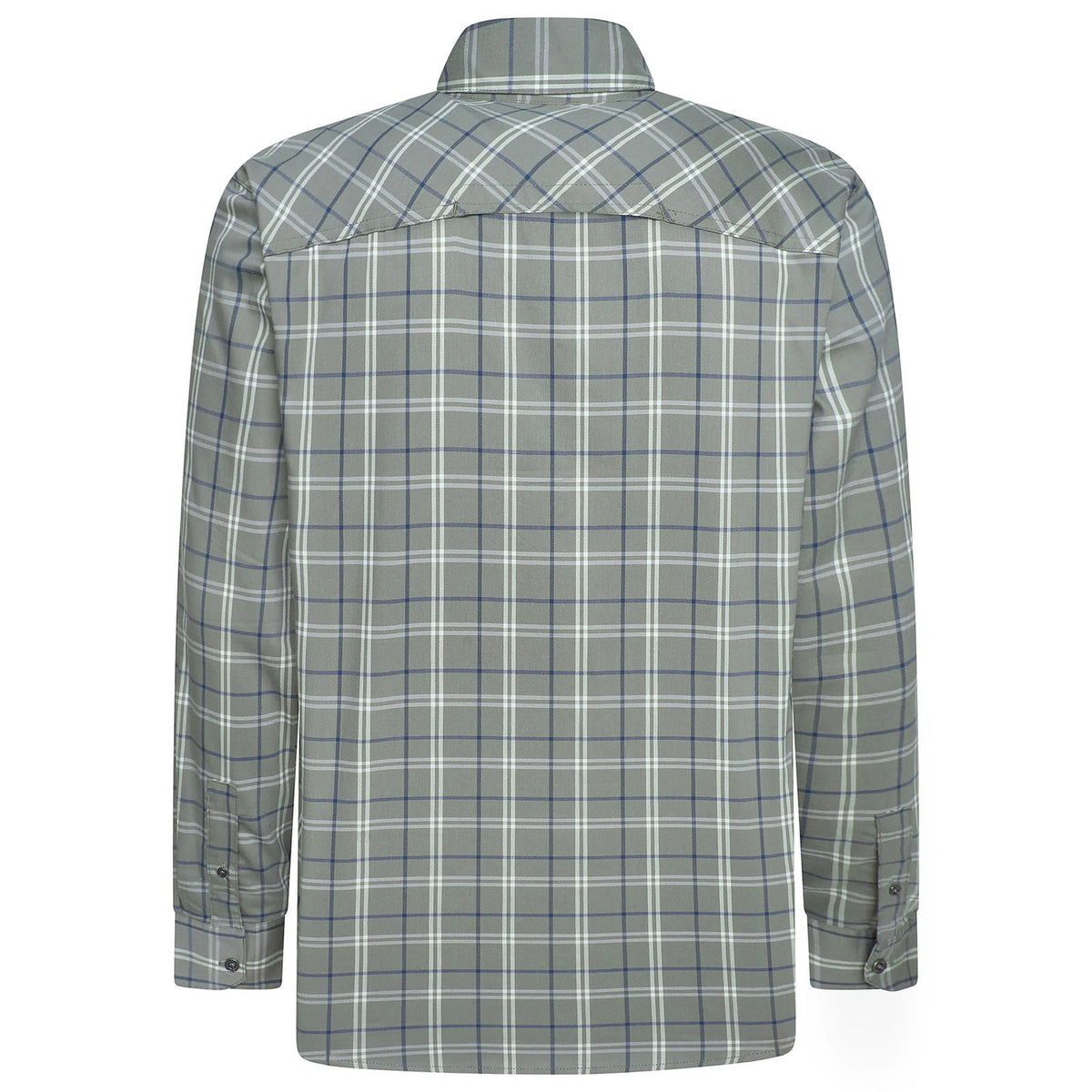 Wrangler Men's 2 Pocket Utility Shirt Navy Green Check L-2XL | QHA UK - Back View - QHA UK