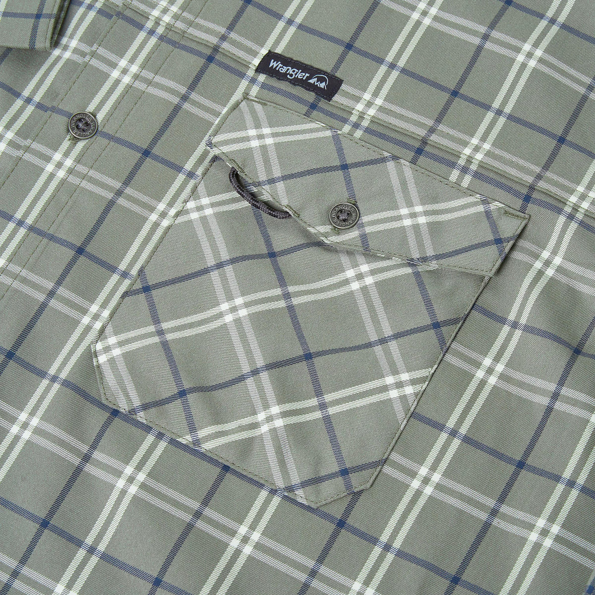 Wrangler Men's 2 Pocket Utility Shirt Navy Green Check L-2XL | QHA UK - QHA UK