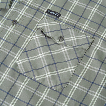 Wrangler Men's 2 Pocket Utility Shirt Navy Green Check L-2XL | QHA UK - QHA UK