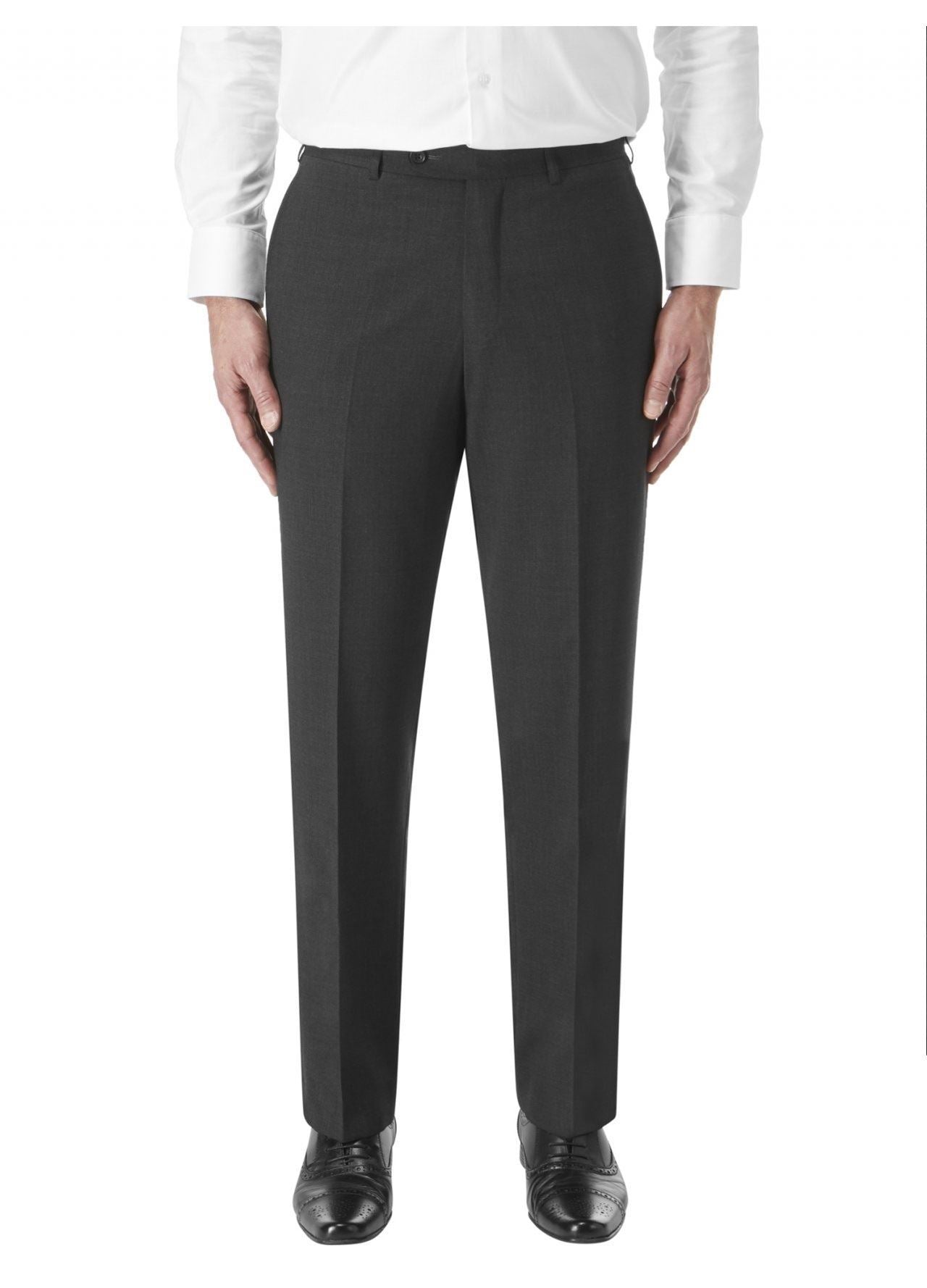 SKOPES Darwin Men's Wool Rich Suit Trousers | Charcoal | Waist 30"–60" | S/R/L - QHA UK