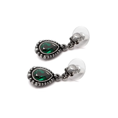 Alchemy Gothic Earrings Skull Green Crystal Dangle - QHA UK