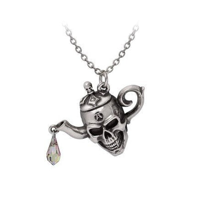 Alchemy Gothic Necklace Skull Teapot Crystal - QHA UK