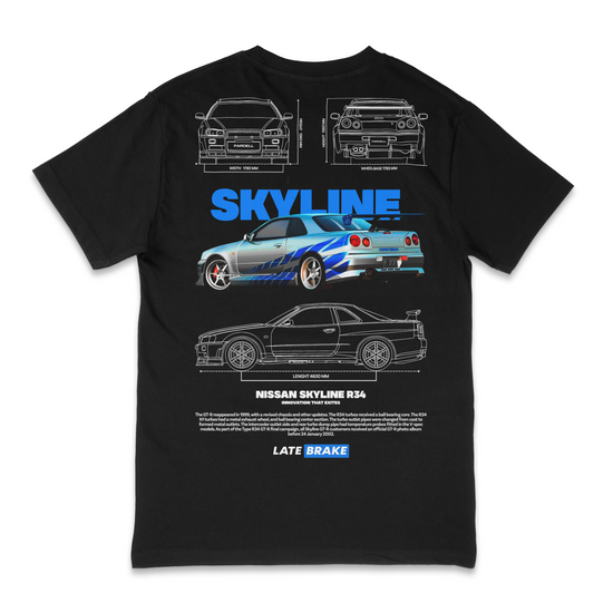Late Brake Skyline Drivers Collective T-Shirt Cotton Car Enthusiast - QHA UK