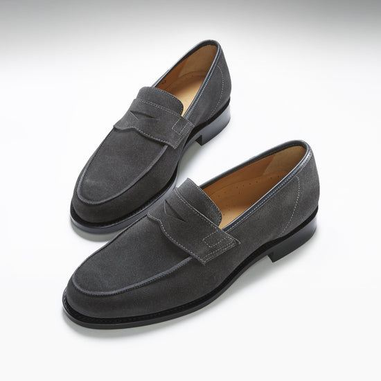 Hugs & Co Mens Slate Grey Suede Loafers Welted Leather Sole UK 7-14 - Sole Detail - QHA UK