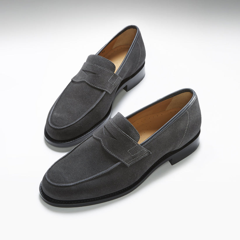 Hugs & Co Mens Slate Grey Suede Loafers Welted Leather Sole UK 7-14 - Sole Detail - QHA UK