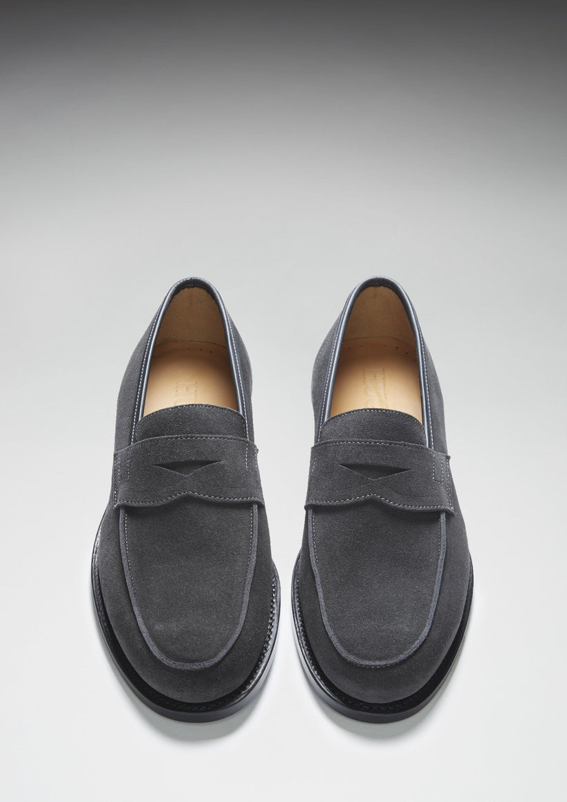 Hugs & Co Mens Slate Grey Suede Loafers Welted Leather Sole UK 7-14 - Sole Detail - QHA UK