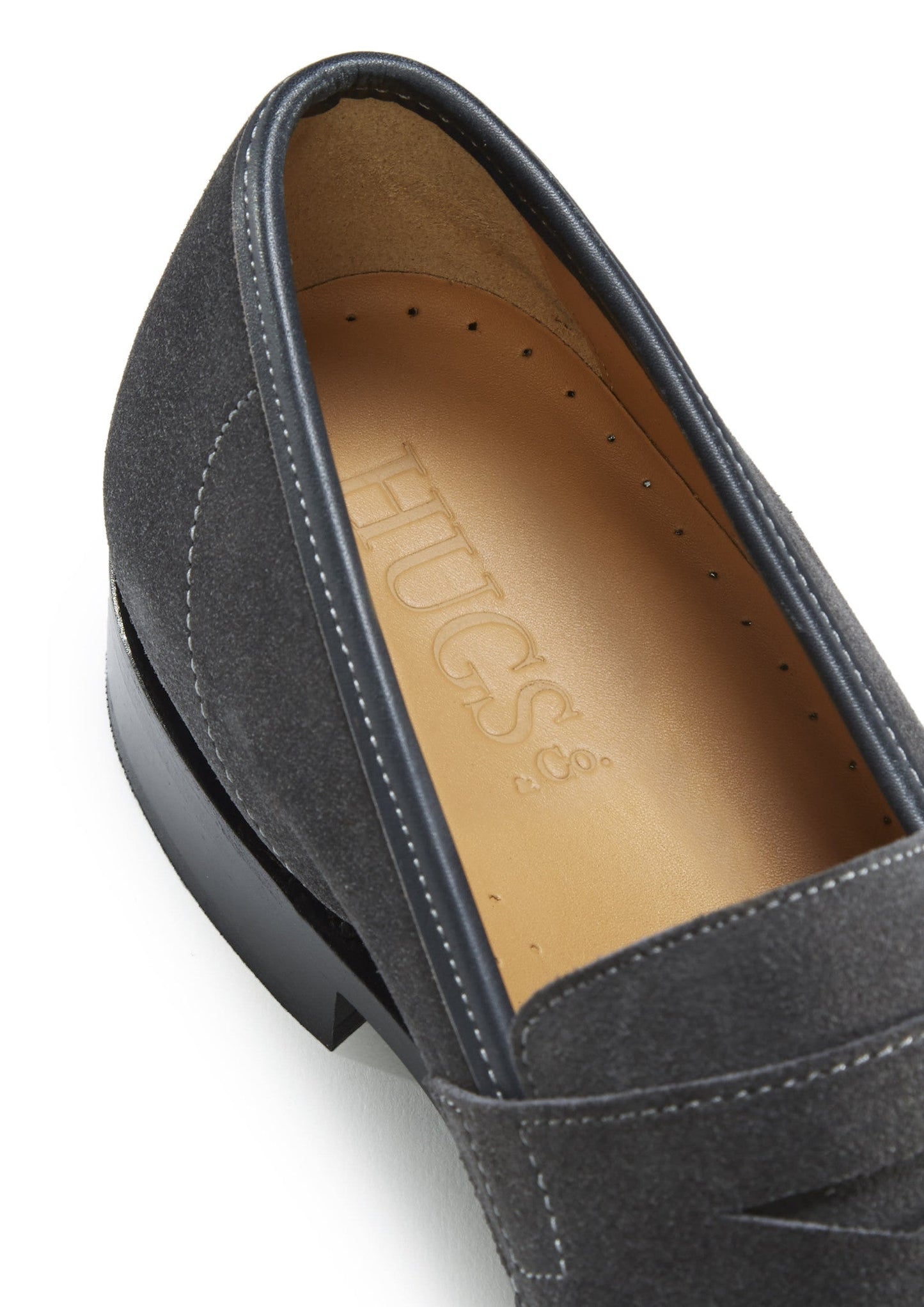 Hugs & Co Mens Slate Grey Suede Loafers Welted Leather Sole UK 7-14 - Sole Detail - QHA UK