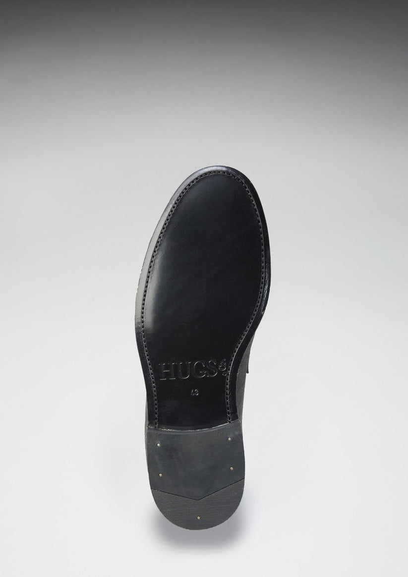 Hugs & Co Mens Slate Grey Suede Loafers Welted Leather Sole UK 7-14 - Sole Detail - QHA UK
