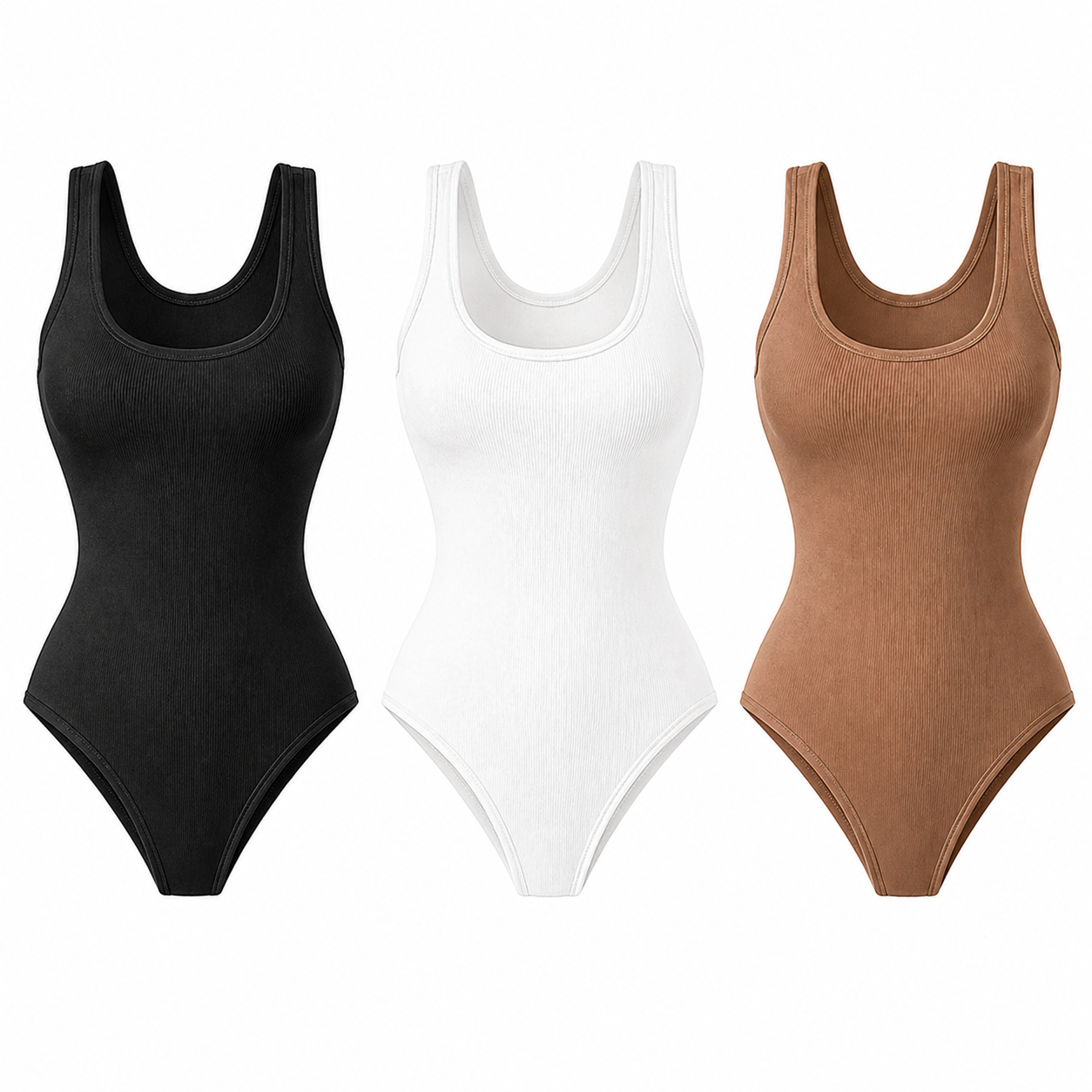 Womens Ribbed Bodysuit Sleeveless Stretch Bodycon Summer Vest Top - QHA UK