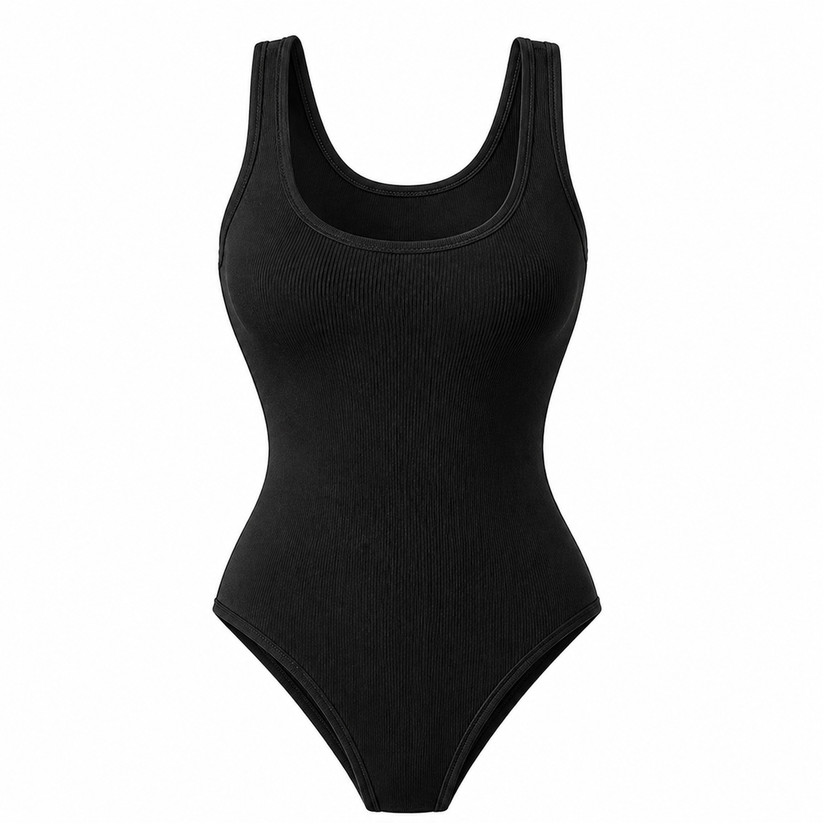 Womens Ribbed Bodysuit Sleeveless Stretch Bodycon Summer Vest Top - QHA UK