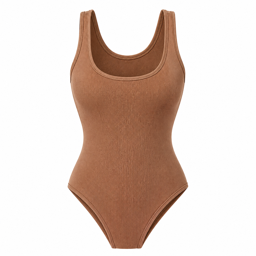 Womens Ribbed Bodysuit Sleeveless Stretch Bodycon Summer Vest Top - QHA UK